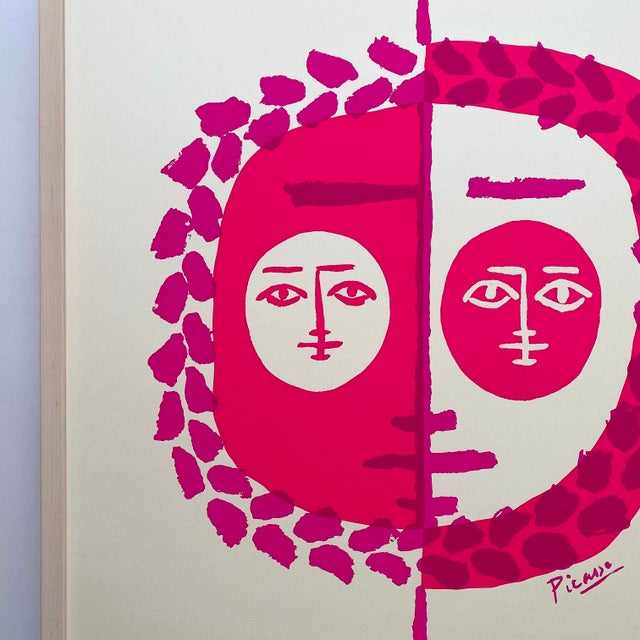 Magenta Pablo Picasso Vintage 1972 Mid Century Modernist Framed " Poteries-Ceramiques " French Exhibition Silkscreen Print For Sale - Image 8 of 18