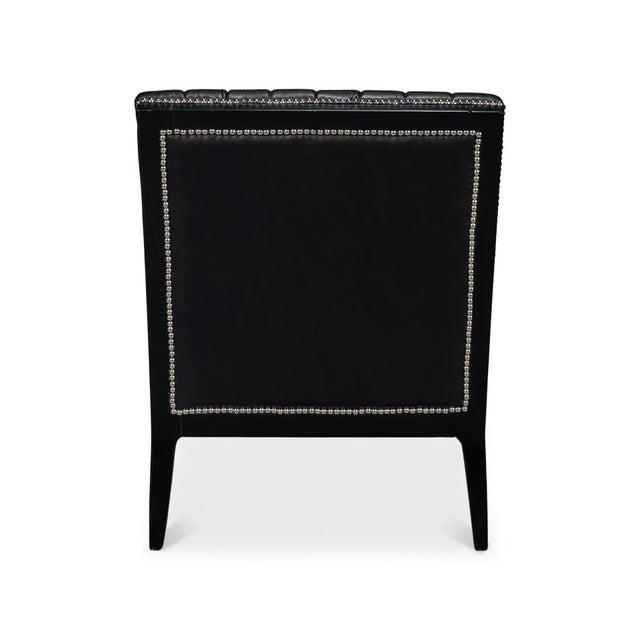 Contemporary Black Leather Accent Chair For Sale - Image 4 of 12