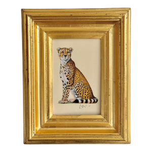 Original Hand-Painted Leopard Painting in a Gilded Frame