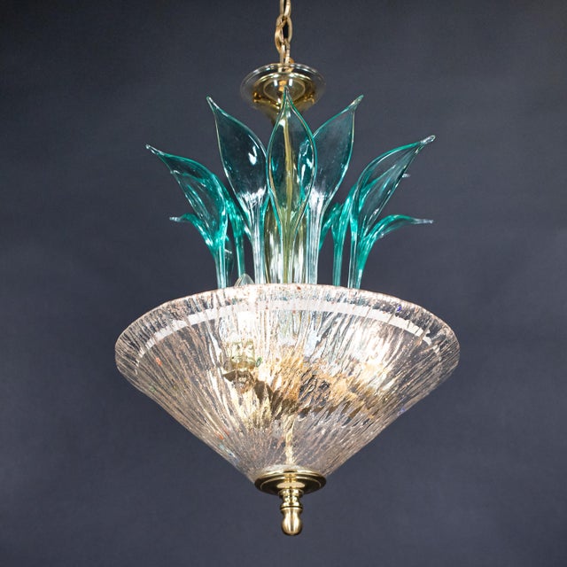 Mid‑Century Murano Glass Pendant With Copper Aventurina and Millefiori in the Manner of Barovier For Sale - Image 11 of 18