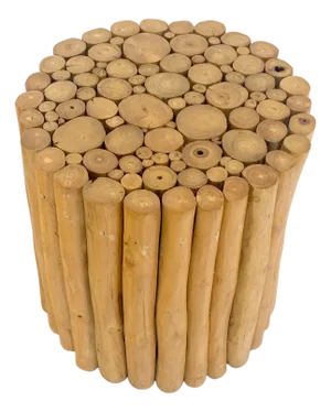 Sheath of Twigs Stripped & Varnished Hardwood Round End Side End Table Stand
