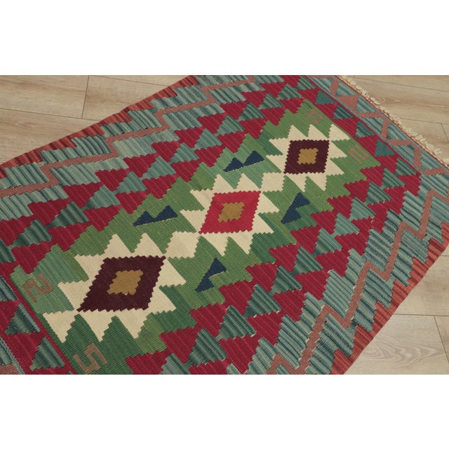 1960s 1960s Tribal Style Geometric Design Handmade Oushak Kilim Rug For Sale - Image 5 of 12
