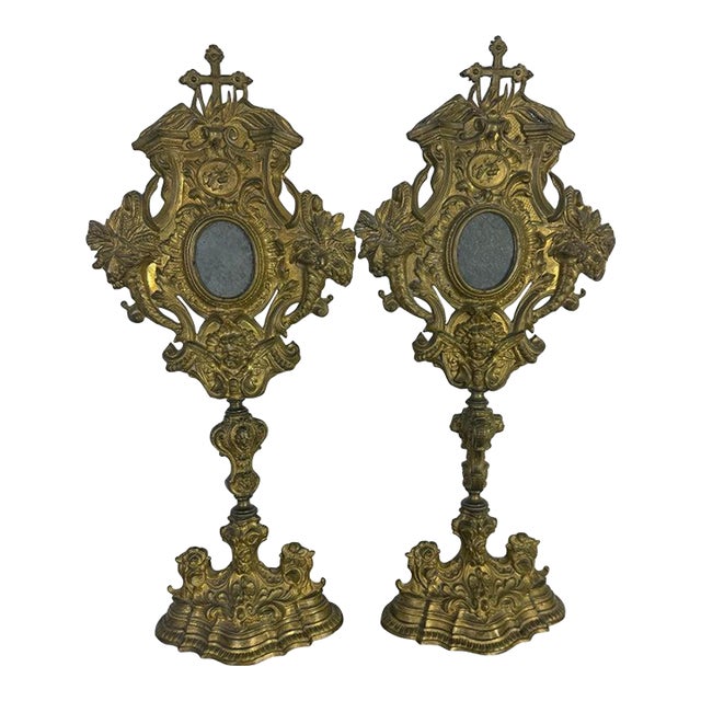 Pair of 19th C. Italian Reliquaries For Sale