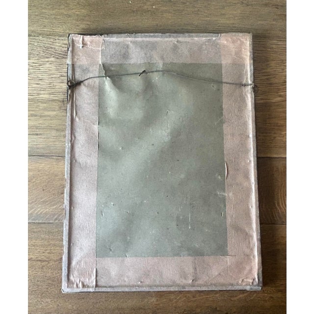 Wood Vintage Framed and Signed Monochrome Etching of Pekingese Dog Seated on Cushion For Sale - Image 7 of 7