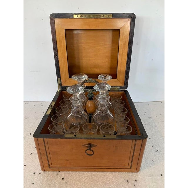 Charles X Style Liquor Cabinet in Lemonwood Veneer, 1800s, Set of 19 For Sale - Image 13 of 13
