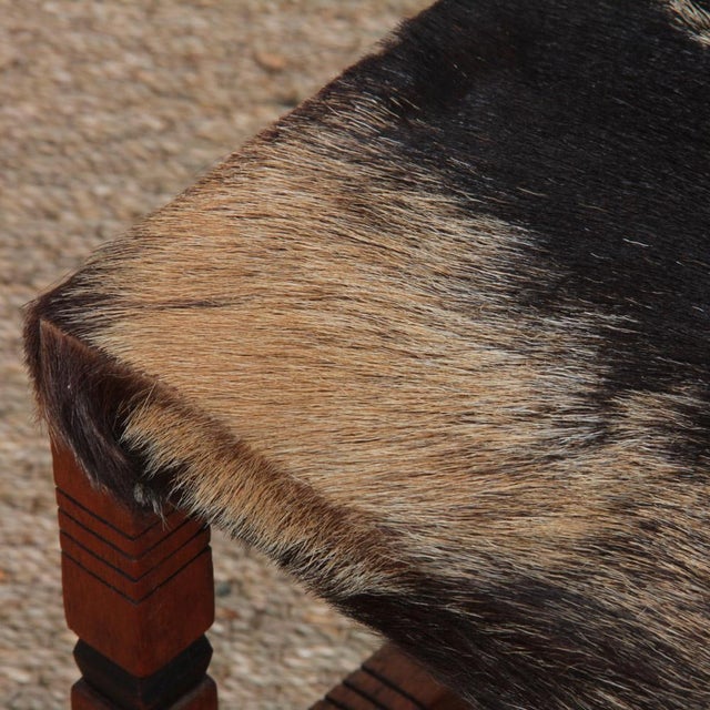 Wood and Leather Stool For Sale - Image 4 of 8