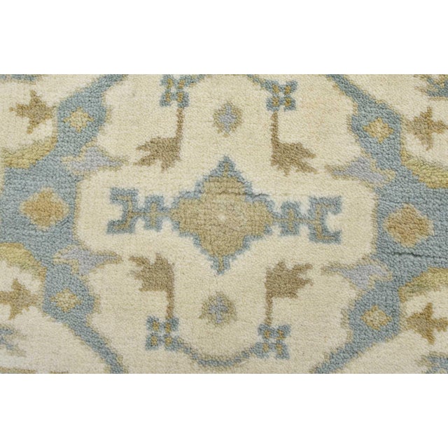 Textile Oushak Rug 3’2” X 5′ Ivory Wool Tribal Hand-Knotted Oriental Carpet For Sale - Image 7 of 12