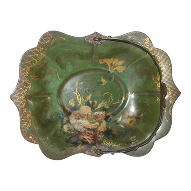 Fantastic 19th Century Hand Painted Enamel Basket For Sale