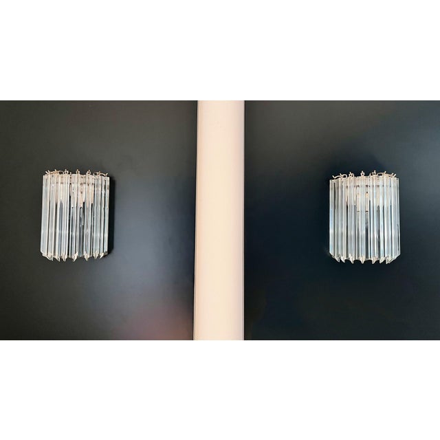 Vintage Clear Murano Glass Quadriedri Wall Sconces, 1990, Set of 2 For Sale - Image 10 of 14