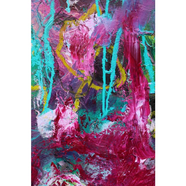 Aqua Extroverted Introvert Original Abstract Oil Painting by Lisa Finlayson For Sale - Image 8 of 10