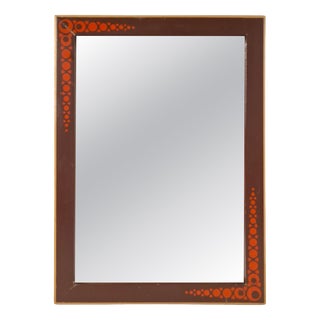 Mid-Century Czechoslovak Wooden Mirror with Graphic Frame Detail, 1960s For Sale