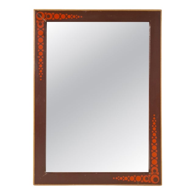 Mid-Century Czechoslovak Wooden Mirror with Graphic Frame Detail, 1960s For Sale