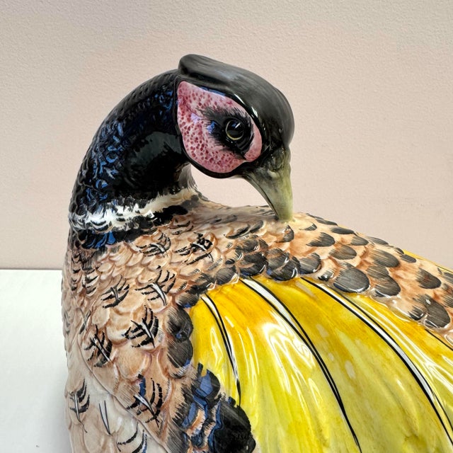 Italian Vintage Italian Ceramic Pheasant Tureen and Ladle For Sale - Image 3 of 10