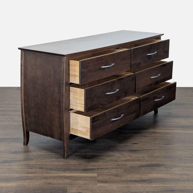 Modern Baronet Maple 6-Drawer Dresser in Dark Wood Finish For Sale - Image 3 of 11