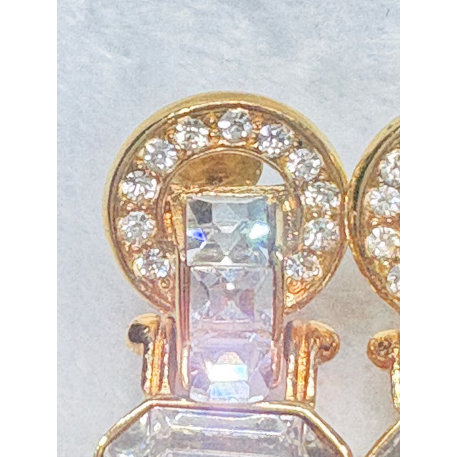 Modern Givenchy New York–Paris 80s Rhinestone & Gold‑Tone Statement Clip-on Earrings, Pair For Sale - Image 3 of 12