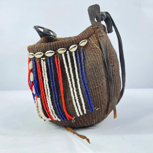 Early 20th Century Turkana Beaded Basketry Bag Kenya MATTER COLLECTION For Sale - Image 4 of 7