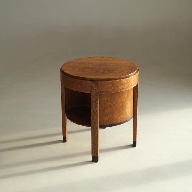 Modern Dutch Art Deco Oak Accent Table with Storage, 1920s For Sale - Image 3 of 18