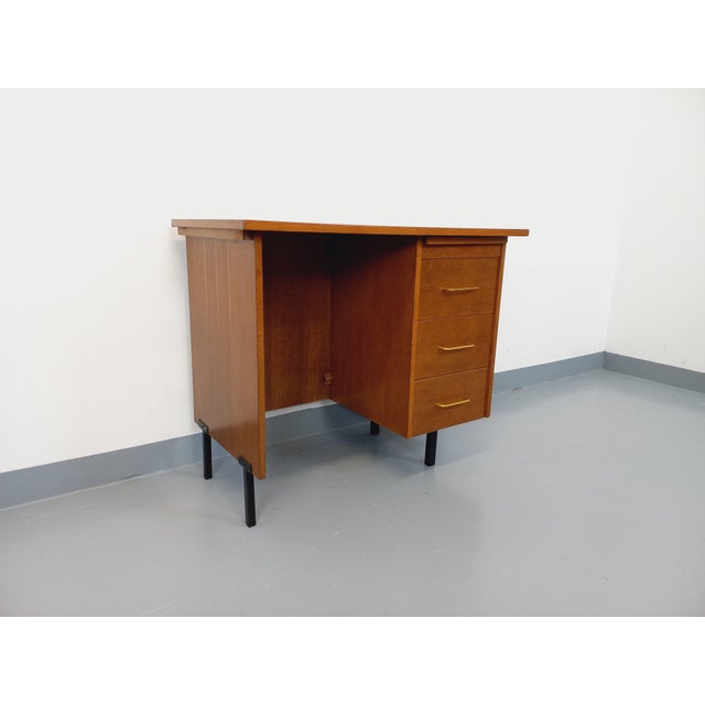Wood Vintage Desk in Wood and Black Metal, 1960s For Sale - Image 7 of 16