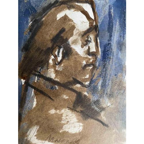 The Portrait is a watercolor Drawing realized by Mino Maccari in the 1960s. Hand-signed on the lower in pencil. Good...