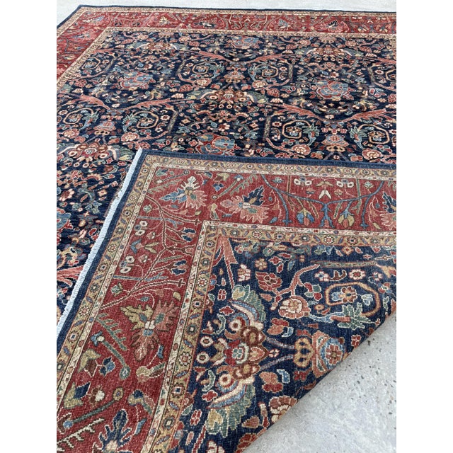 Navy Persian Ferahan Design Hand-Knotted Wool Rug, 08'02 X 09'11 For Sale - Image 10 of 10