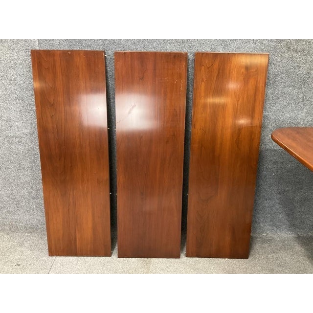 1970s Henkel Harris Solid Wild Black Cherry Double Pedestal Dining Table - 3 Leaves For Sale - Image 9 of 12