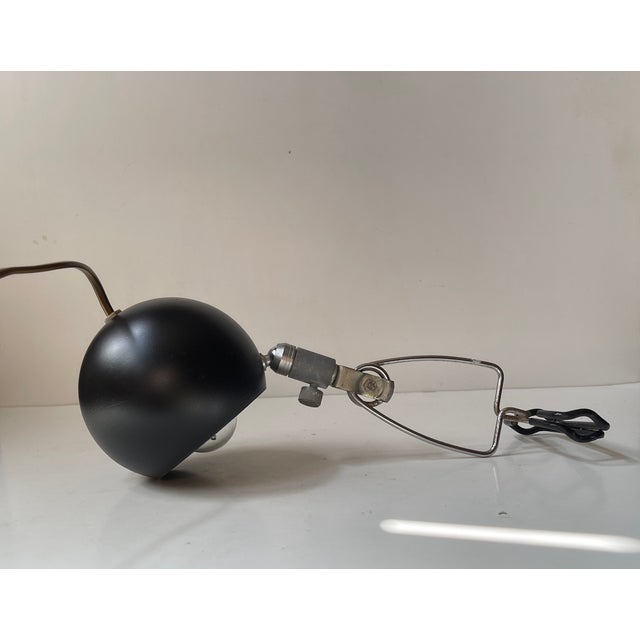 Vintage Danish Adjustable Black Ball Clamp Lamp,1970s For Sale - Image 4 of 10