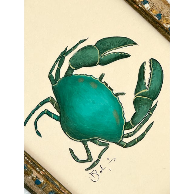 A fresh pop of coastal color, brought to life in the most beautiful emerald green. This handpainted crab features rich...