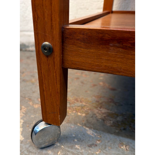 Mid Century Danish Teak Bar Cart With Tile Insert by BRDR. Furbo, Attributed For Sale - Image 12 of 13