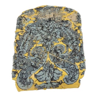 Antique Blue and Yellow Needlepoint Tapestry Chair Back Cover For Sale