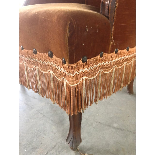 Late 20th Century Late 20th Century Walnut With Velvet "Dralon" Armchair For Sale - Image 5 of 10