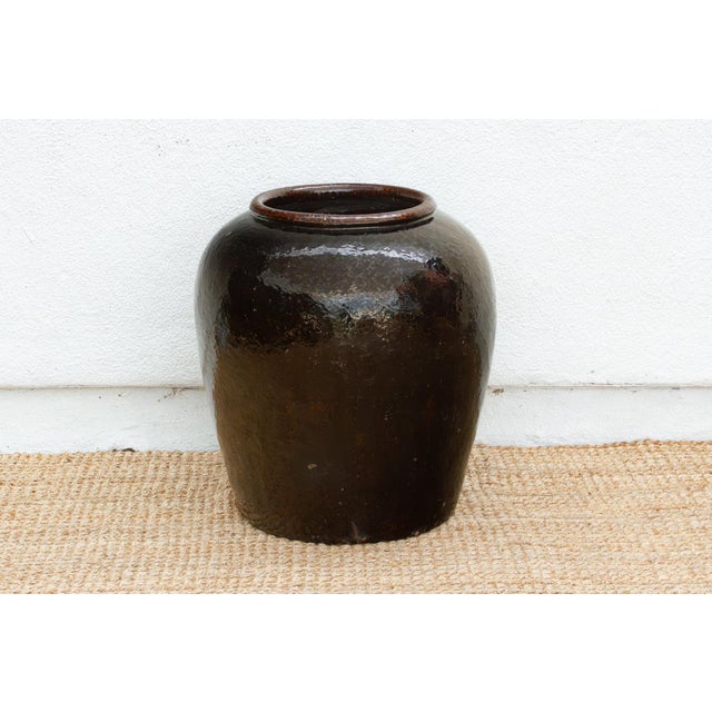 Rustic Large Caramel Glaze Martaban Jar For Sale - Image 3 of 8