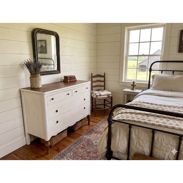 American Antique White Chest of Drawers Dresser With Legs For Sale - Image 9 of 9