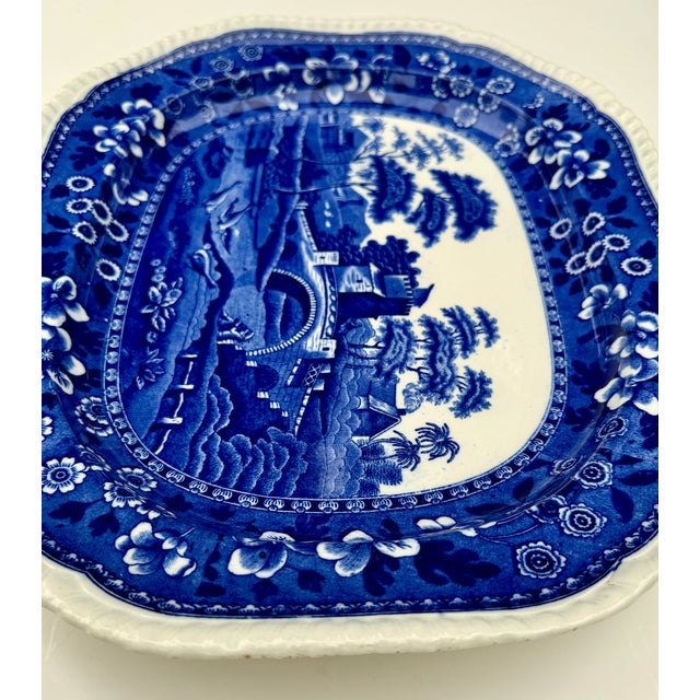 Antique Copeland Spode Tower Blue & White Transferware Platter, 17 Inch, Circa 1903 For Sale - Image 12 of 18