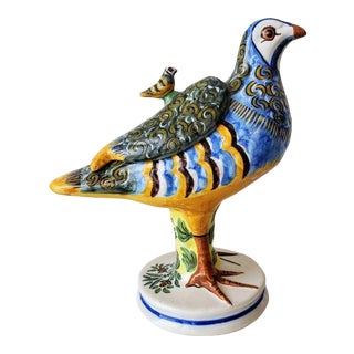19th Century Spanish Alcoa Faience Partridge Lidded Tureen For Sale