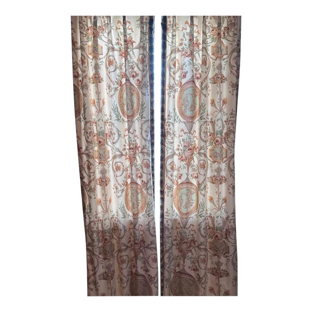 Set of Six Brunschwig & Fils “Gaston” by Daniela Drapery Panels, Vintage Traditional Fabric For Sale