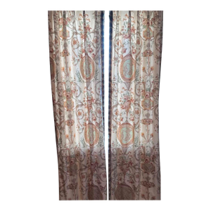 Set of Six Brunschwig & Fils “Gaston” by Daniela Drapery Panels, Vintage Traditional Fabric