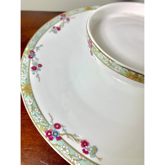 French Vintage Hand Painted Limoges Server With Cherry Blossom Design For Sale - Image 3 of 6