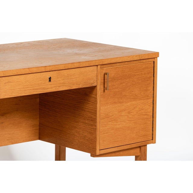 Mid Century Danish Modern Oak Wood Writing Desk 1960s For Sale - Image 14 of 17