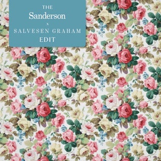 Sanderson Chelsea Fabric in Rose/Green/Ivory For Sale