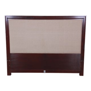 Barbara Barry for Baker Furniture Mahogany Upholstered Queen Size Headboard For Sale
