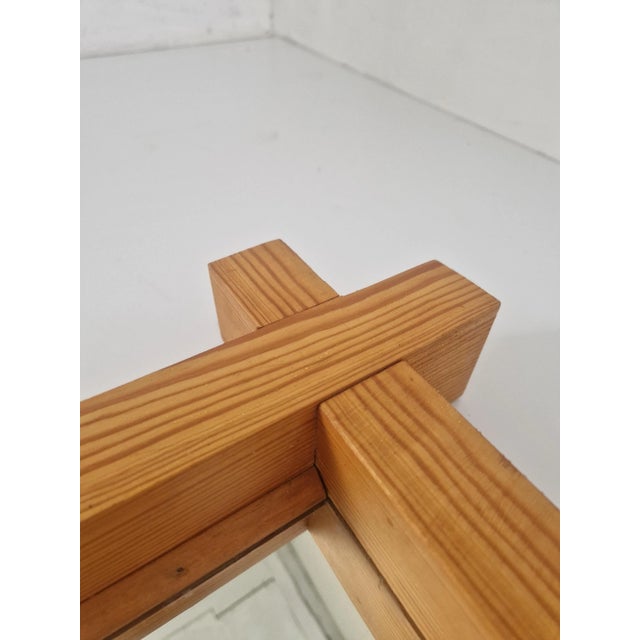 Large Pine Mirror in the style of Roland Wilhelmsson, 1960s For Sale - Image 4 of 8