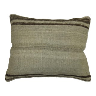 Kilim White and Brown Striped Pillow rug no. p3311 For Sale