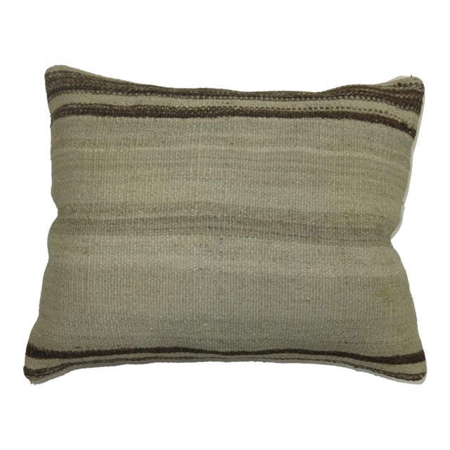 Kilim White and Brown Striped Pillow rug no. p3311 For Sale