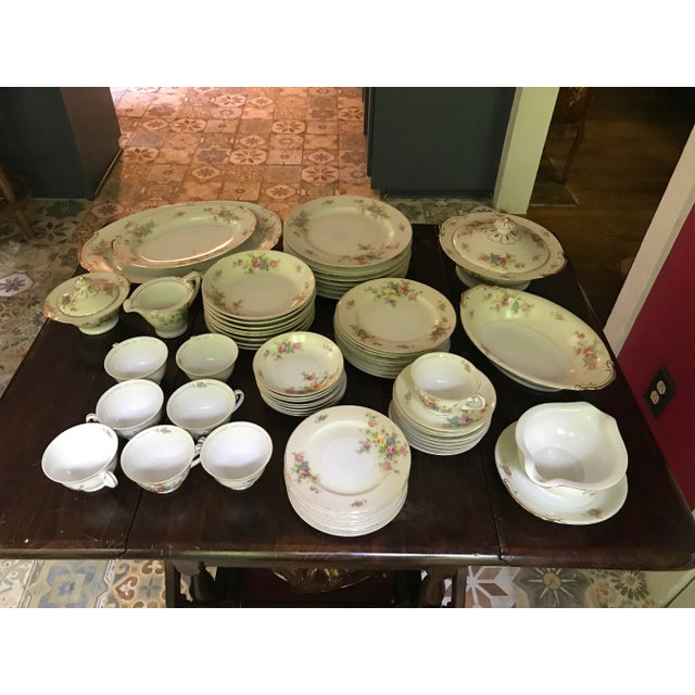 Traditional Antique Supreme Lw China , Hand-Painted , Service for 8 - 57 Pieces For Sale - Image 3 of 10