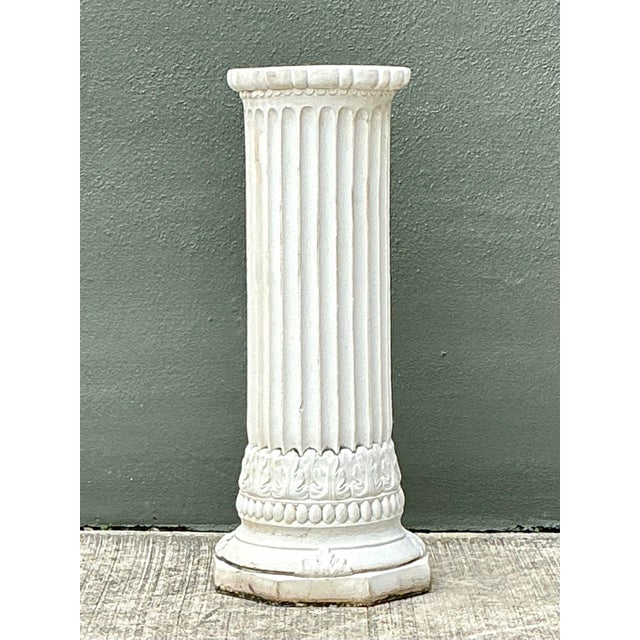 Sculpture Materials Vintage Cast Concrete Bust of Davin on Pedestal For Sale - Image 7 of 12