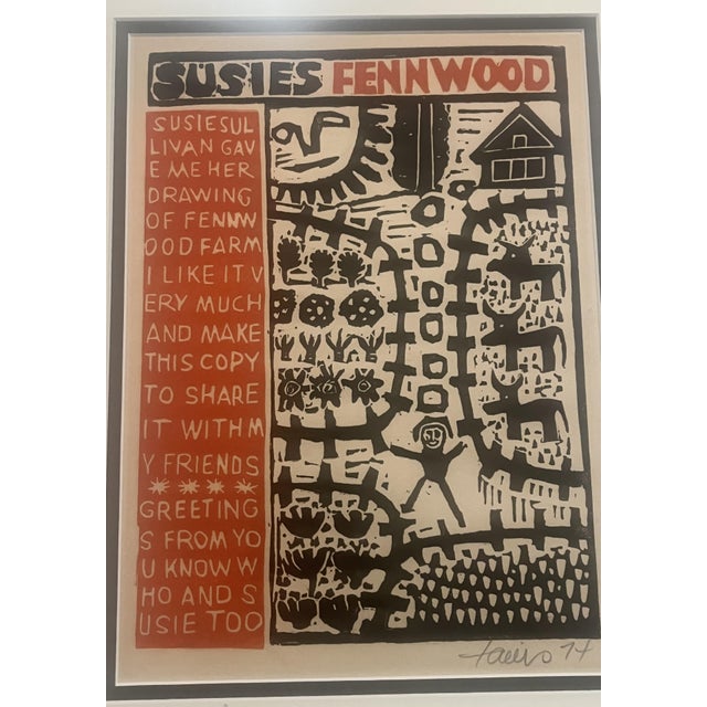Ted Faiers Woodcut Dated 1974 For Sale - Image 4 of 8