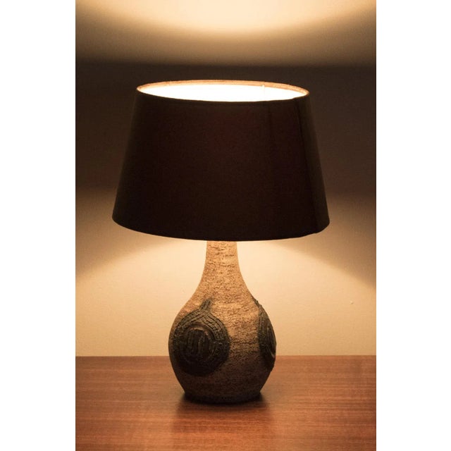 Beautiful Vintage Table Lamp from Denmark. The lamp has a nice ceramic vase with brown velvet shade. In good vintage...