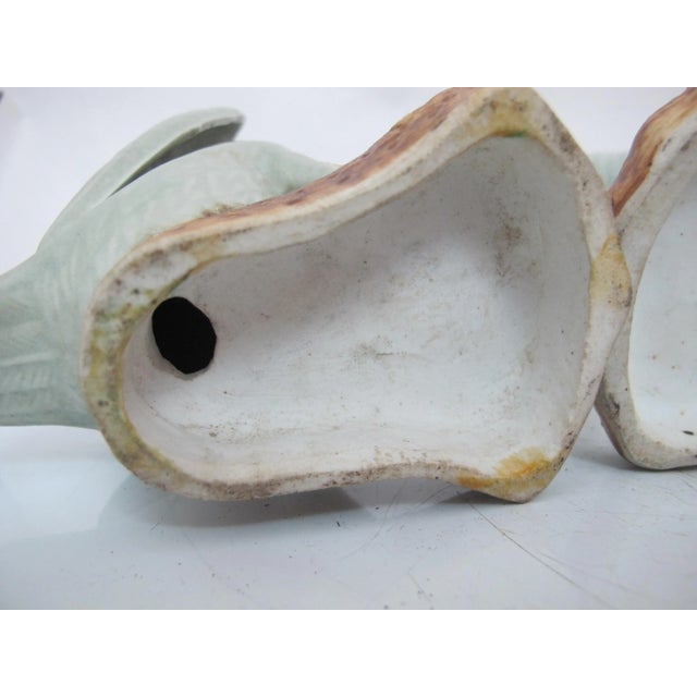 Ceramic Vintage Chinese Celadon Glazed Porcelain Goose Family Figurine Statue Trio For Sale - Image 7 of 10