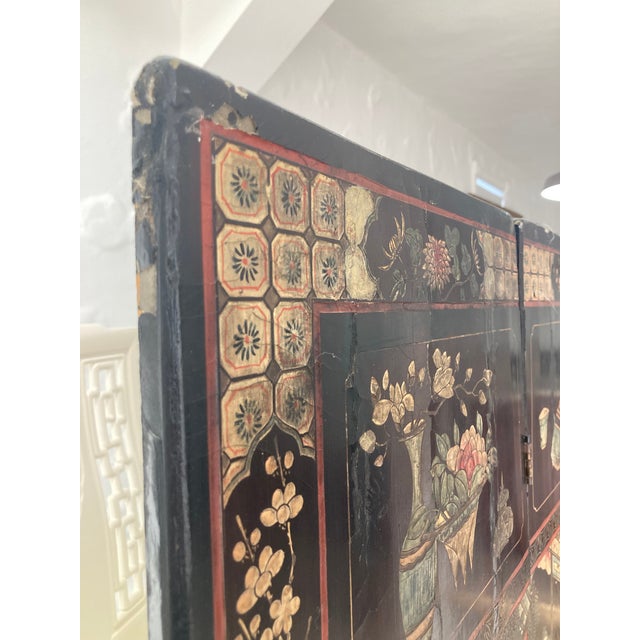 18th Century Coromandel 4 Panel Folding Screen2 Sided Chinoiserie For Sale - Image 11 of 17