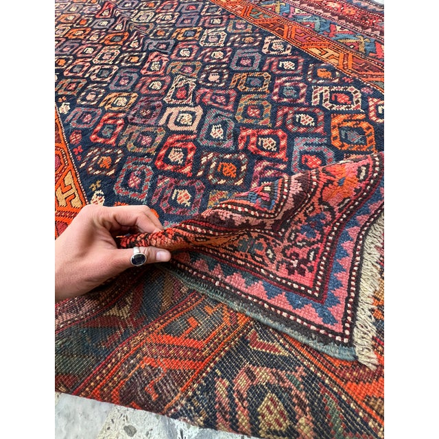 1970s Indigo Persian Sarab Diamond Lattice Runner Rug - 3'10" X 11'9" For Sale - Image 6 of 10
